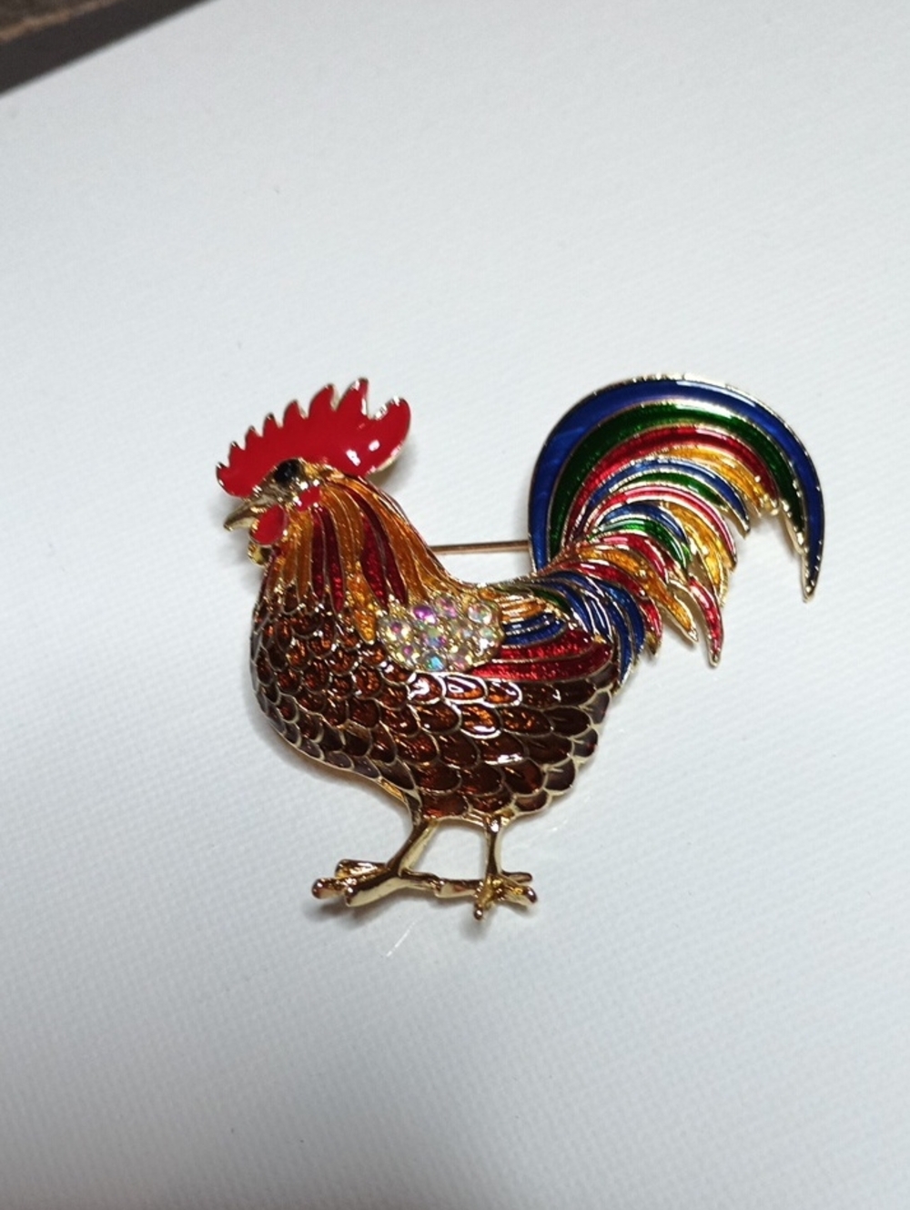 Rooster Enamel Brooch Pin